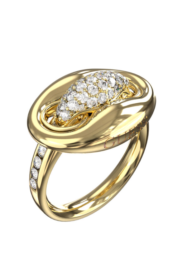 GUESS STEEL MARINA JUBR06226JWYG52 Δαχτυλίδι Χρυσό Με Σχέδιο Με Πέτρες