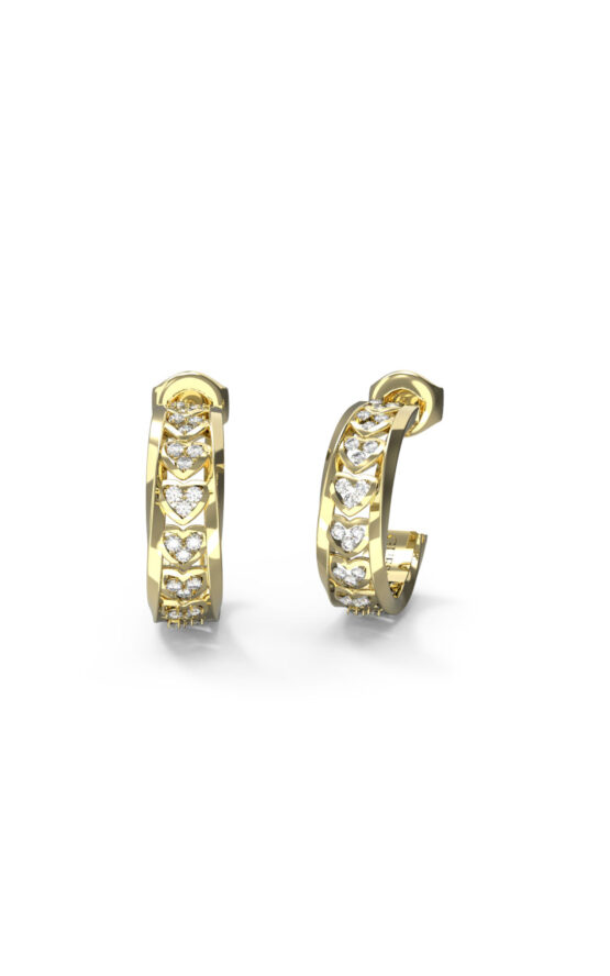 GUESS STEEL MON AMOUR JUBE04603JWYGT/U Κρίκοι Χρυσοί Με Καρδιές