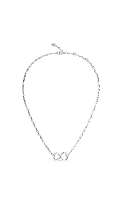 GUESS STEEL MON AMOUR JUBN04616JWRHT/U Κολιέ Ασημένιο Με Διπλή Καρδιά