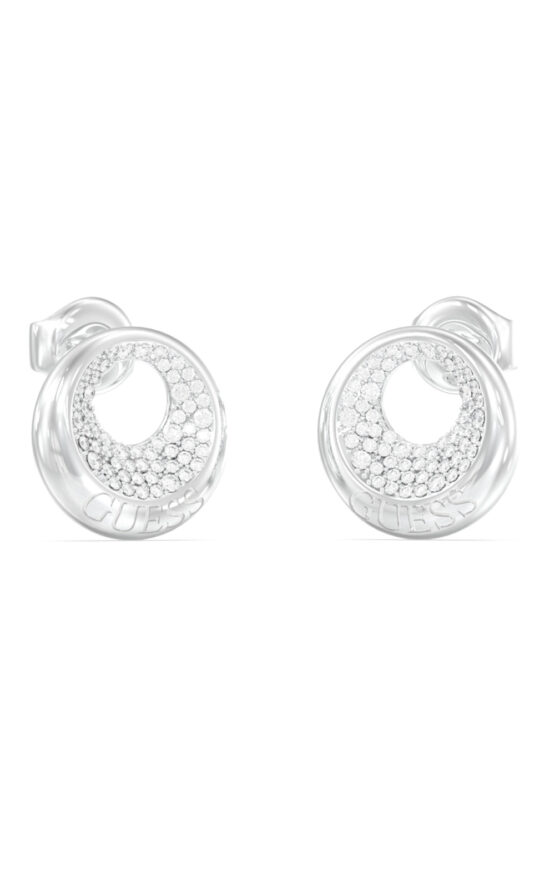GUESS STEEL MOON DROPS JUBE06247JWRHT/U Σκουλαρίκια Ασημένια Με Πέτρες Και Λογότυπο