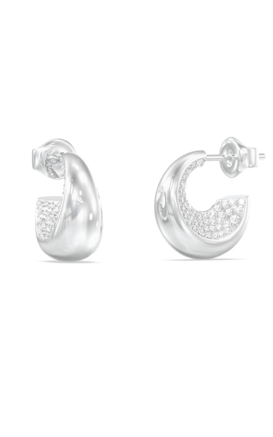 GUESS STEEL MOON DROPS JUBE06249JWRHT/U Κρίκοι Ασημένιοι Με Πέτρες
