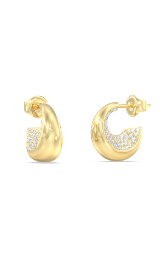 GUESS STEEL MOON DROPS JUBE06249JWYGT/U Κρίκοι Χρυσοί Με Πέτρες