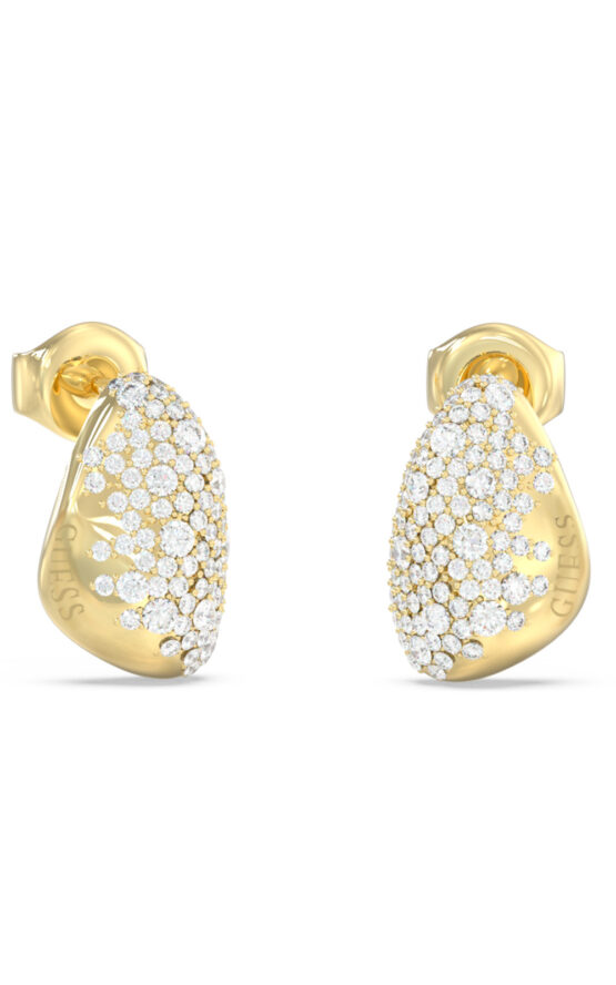 GUESS STEEL MOON DROPS JUBE06255JWYGT/U Σκουλαρίκια Χρυσά Βότσαλα Με Πέτρες