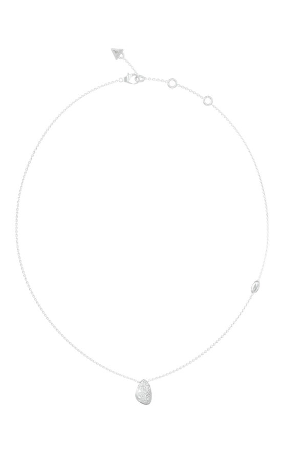 GUESS STEEL MOON DROPS JUBN06252JWRHT/U Κολιέ Ασημένιο Με Βότσαλο Με Πέτρες