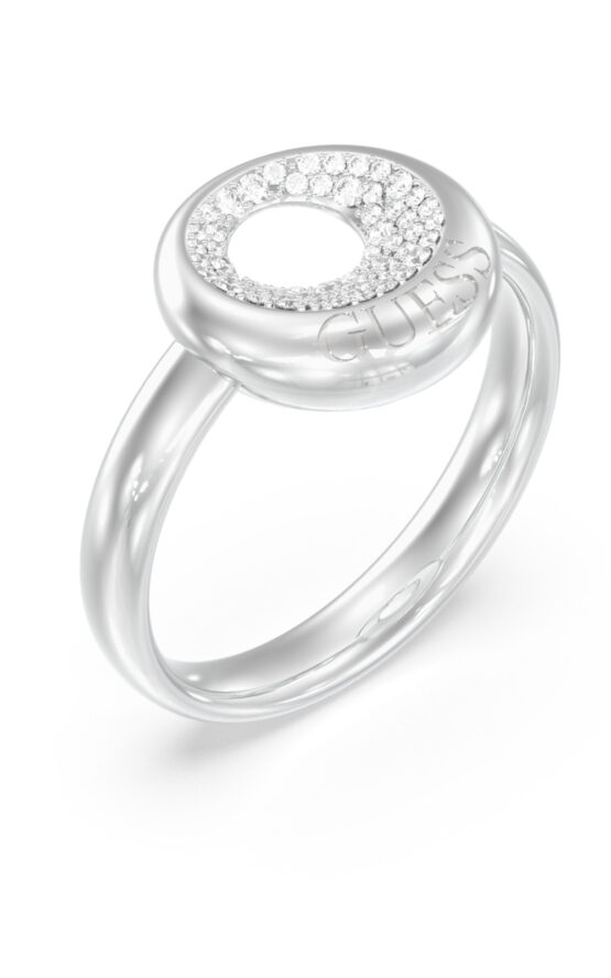 GUESS STEEL MOON DROPS JUBR06248JWRH58 Δαχτυλίδι Ασημένιο Με Σχέδιο Με Πέτρες