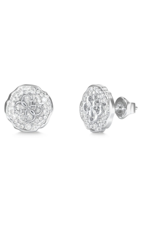 GUESS STEEL MORNING GRACE JUBE06381JWRHT/U Σκουλαρίκια Ασημένια Με Πέτρες Και Λογότυπο