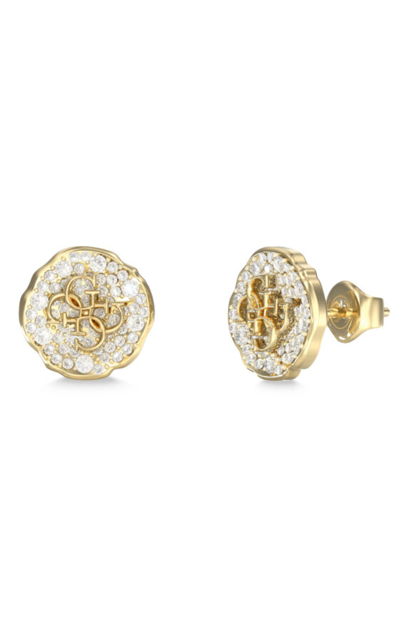 GUESS STEEL MORNING GRACE JUBE06381JWYGT/U Σκουλαρίκια Χρυσά Με Πέτρες Και Λογότυπο