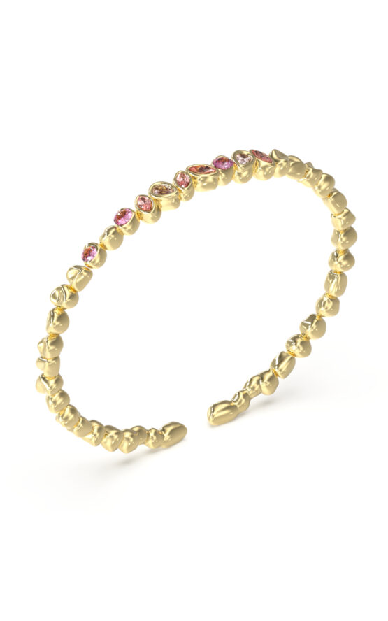 GUESS STEEL PANAREA JUBB05180JWYGLRL Χειροπέδα Χρυσή Με Ροζ Πέτρες