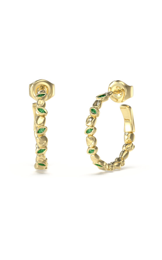 GUESS STEEL PANAREA JUBE05184JWYGGNT/U Κρίκοι Χρυσοί Με Πράσινες Πέτρες