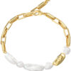 GUESS STEEL PEARLY JUBB06484JWYGL Βραχιόλι Χρυσό Με Άσπρες Πέρλες Και Λογότυπο