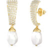 GUESS STEEL PEARLY JUBE06479JWYGT/U Σκουλαρίκια Χρυσά Με Πέτρες Και Άσπρες Πέρλες