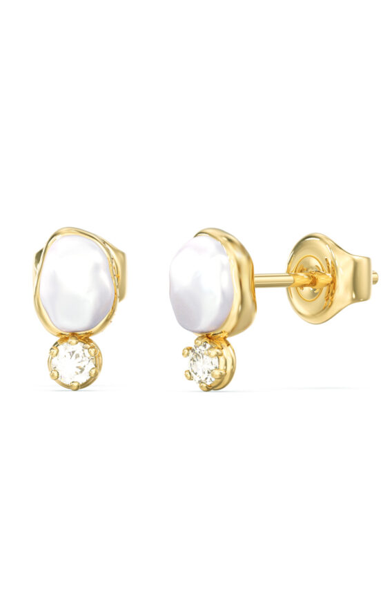 GUESS STEEL PEARLY JUBE06482JWYGT/U Σκουλαρίκια Χρυσά Με Άσπρες Πέρλες