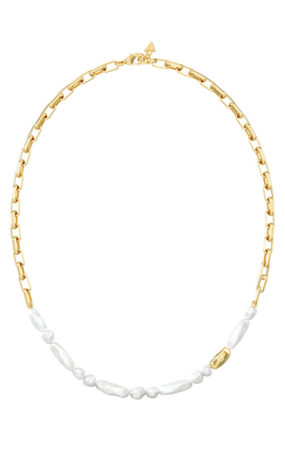 GUESS STEEL PEARLY JUBN06483JWYGT/U Κολιέ Χρυσό Με Άσπρες Πέρλες