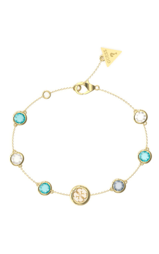 GUESS STEEL PETRA JUBB05099JWYGAQL Βραχιόλι Χρυσό Με Σχέδιο Και Γαλάζιες Πέτρες