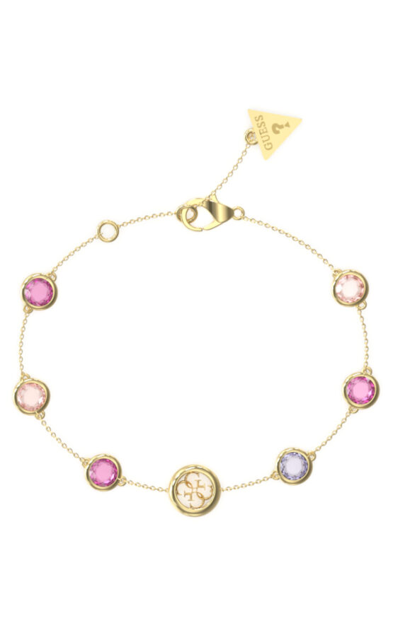 GUESS STEEL PETRA JUBB05099JWYGFCL Βραχιόλι Χρυσό Με Σχέδιο Και Ροζ Πέτρες