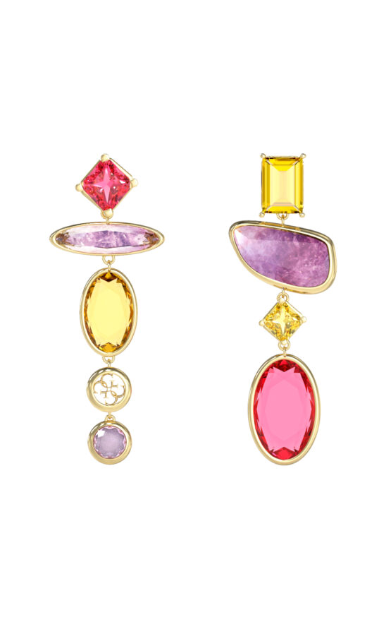 GUESS STEEL PETRA JUBE05088JWYGMCT/U Σκουλαρίκια Χρυσά Με Πολύχρωμες Πέτρες