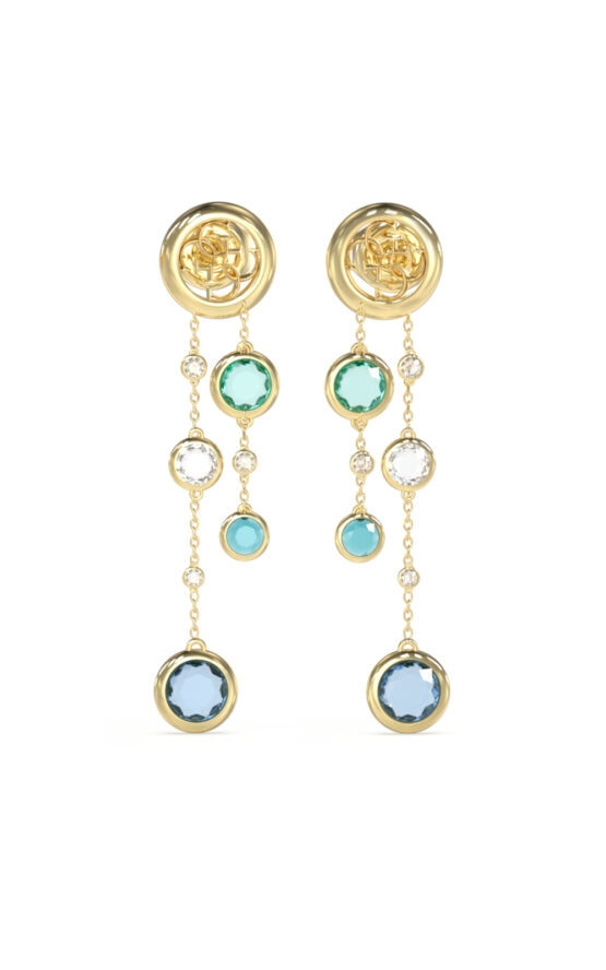 GUESS STEEL PETRA JUBE05091JWYGAQT/U Σκουλαρίκια Χρυσά Με Γαλάζιες Πέτρες