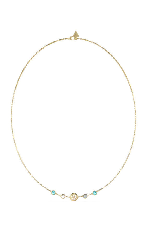 GUESS STEEL PETRA JUBN05097JWYGAQT/U Κολιέ Χρυσό Με Σχέδιο Και Γαλάζιες Πέτρες