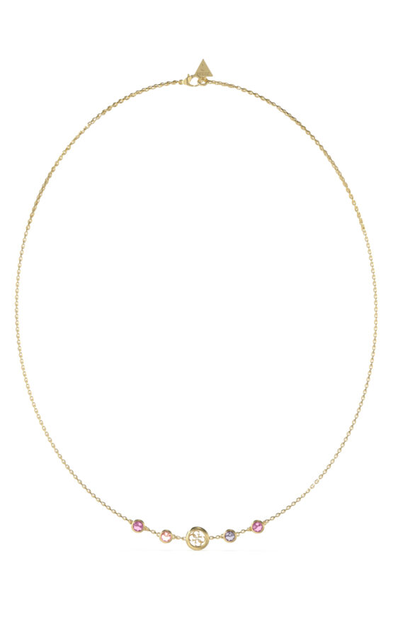 GUESS STEEL PETRA JUBN05097JWYGFCT/U Κολιέ Χρυσό Με Σχέδιο Και Ροζ Πέτρες