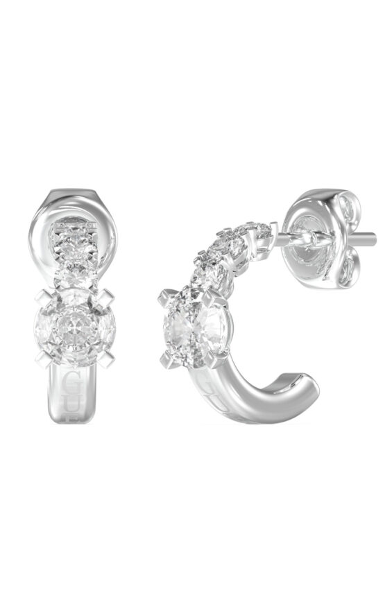 GUESS STEEL PIERCING STUDIO JUBE06271JWRHT/U Κρίκοι Ασημένιοι Με Πέτρες