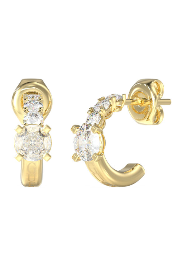 GUESS STEEL PIERCING STUDIO JUBE06271JWYGT/U Κρίκοι Χρυσοί Με Πέτρες