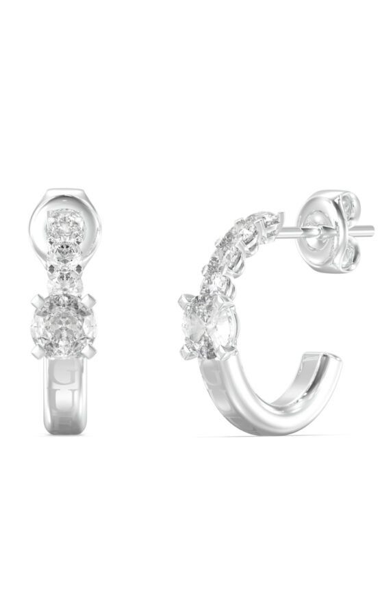 GUESS STEEL PIERCING STUDIO JUBE06272JWRHT/U Κρίκοι Ασημένιοι Με Πέτρες