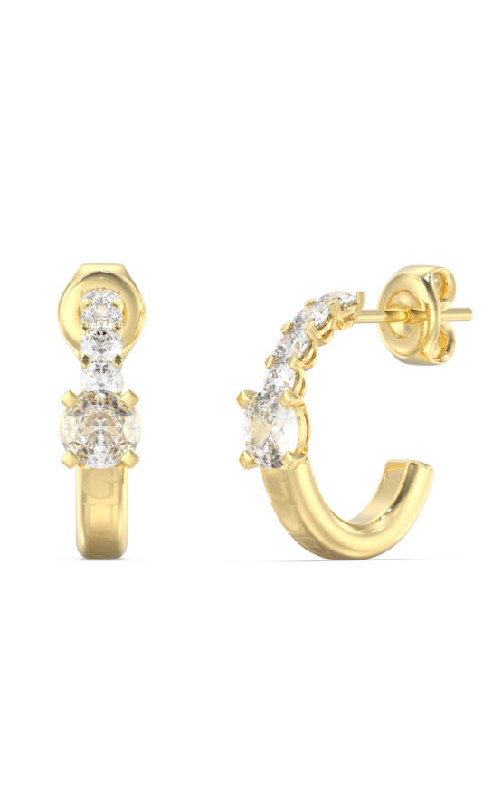 GUESS STEEL PIERCING STUDIO JUBE06272JWYGT/U Κρίκοι Χρυσοί Με Πέτρες