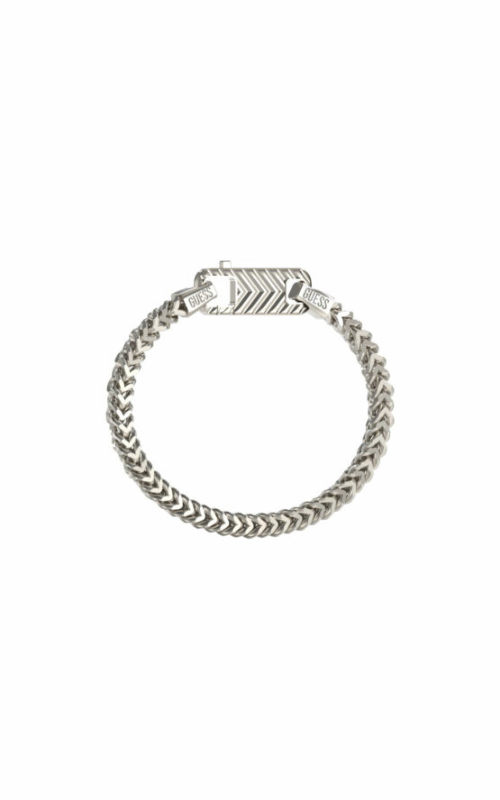 GUESS STEEL PITSTOP JUMB04438JWSTL Βραχιόλι Ασημένιο Με Λογότυπο