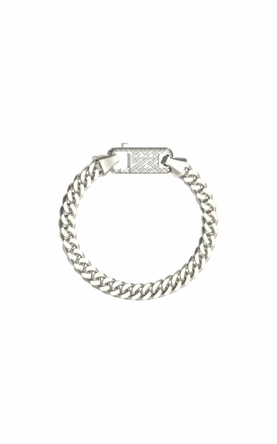 GUESS STEEL PITSTOP JUMB04458JWSTL Βραχιόλι Ασημένιο Με Λογότυπο
