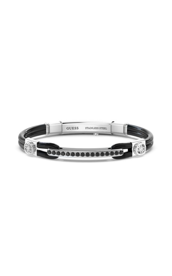 GUESS STEEL PORTOFINO JUMB03034JWSTBKT-U Μαύρο Βραχιόλι Κέβλαρ Με Πέτρες