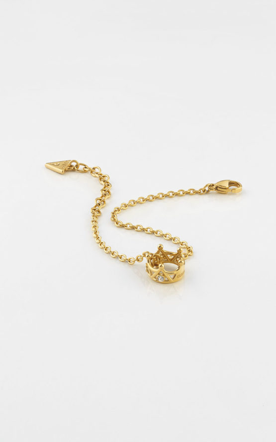 GUESS STEEL QUEEN OF HEART UBB79013-S Χρυσό Βραχιόλι Με Κορώνα