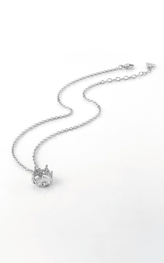 GUESS STEEL QUEEN OF HEART UBN79009 Ασημένιο Κολιέ Με Κορώνα