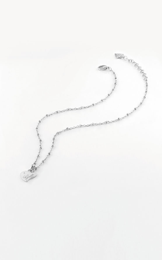 GUESS STEEL QUEEN OF HEART UBN79012 Ασημένιο Κολιέ Με Καρδιά