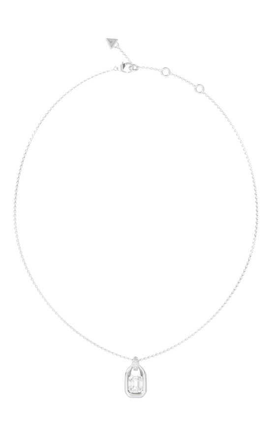 GUESS STEEL RADIOSA JUBN06389JWRHT/U Κολιέ Ασημένιο Με Σχέδιο Με Πέτρες
