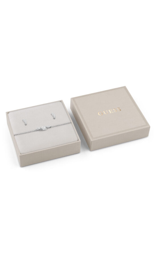GUESS STEEL RADIOSA JUBS06065JWRHS Κουτάκι Με Ασημένιο Βραχιόλι Και Σκουλαρίκια