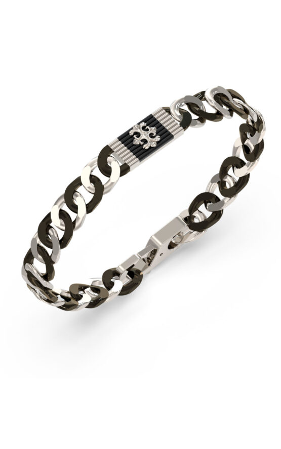 GUESS STEEL REBEL MOON JUMB05063JWSTBKL Βραχιόλι Δίχρωμο Με Σχέδιο