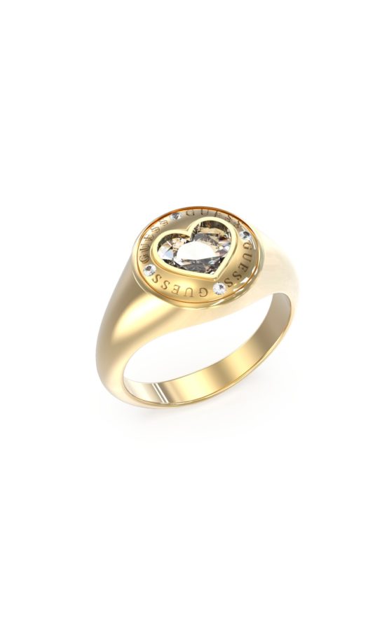 GUESS STEEL ROLLING HEARTS JUBR03352JWYG-No.54 Χρυσό Δαχτυλίδι Με Καρδιά