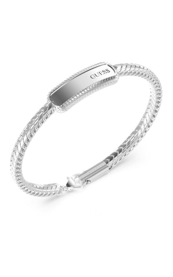 GUESS STEEL SAILOR KNOT JUMB05025JWSTL Βραχιόλι Ασημένιο Με Ταυτότητα Με Λογότυπο Με Πέτρες