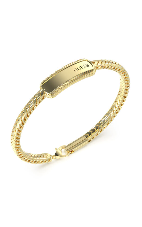 GUESS STEEL SAILOR KNOT JUMB05025JWYGL Βραχιόλι Χρυσό Με Ταυτότητα Με Λογότυπο Με Πέτρες