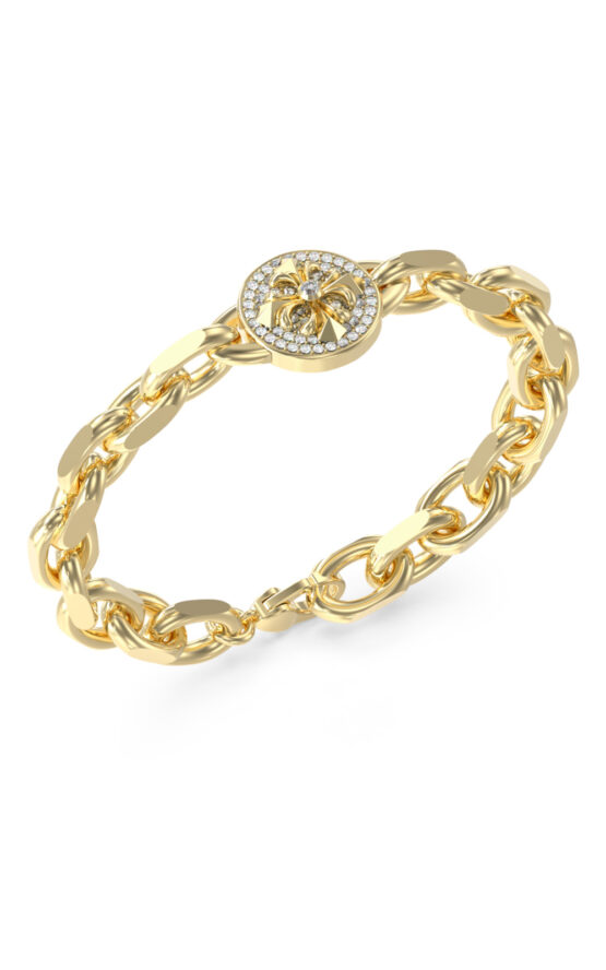 GUESS STEEL SAVAGE REBEL JUMB06056JWYGL Βραχιόλι Χρυσό Με Σχέδιο Και Πέτρες