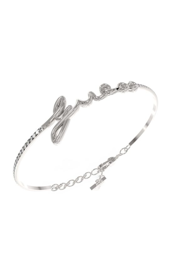 GUESS STEEL SAY MY NAME JUBB03311JWRHL Βραχιόλι Χειροπέδα Ασημένια Με Λογότυπο