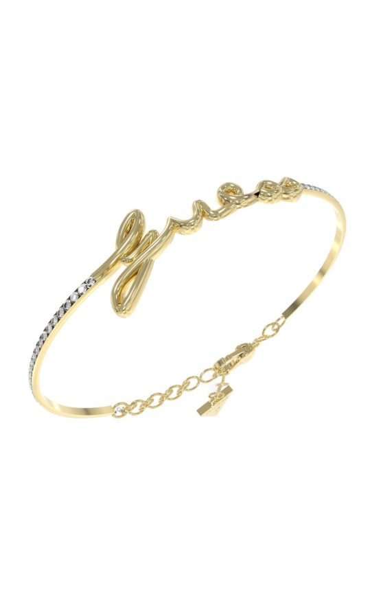 GUESS STEEL SAY MY NAME JUBB03311JWRHL Βραχιόλι Χειροπέδα Χρυσή Με Λογότυπο