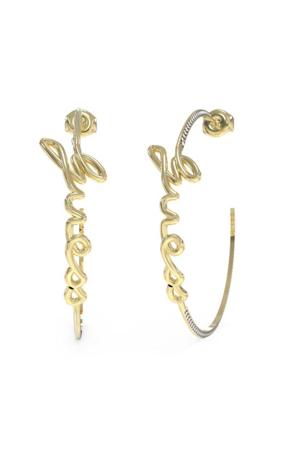 GUESS STEEL SAY MY NAME JUBE03312JWYGT-U Κρίκοι Χρυσοί Με Λογότυπο