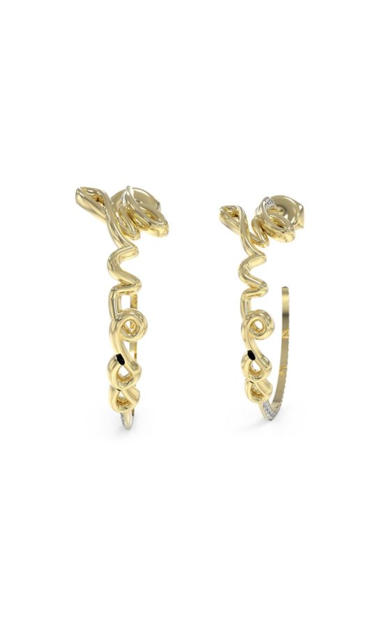 GUESS STEEL SAY MY NAME JUBE03313JWYGT-U Κρίκοι Χρυσοί Με Λογότυπο