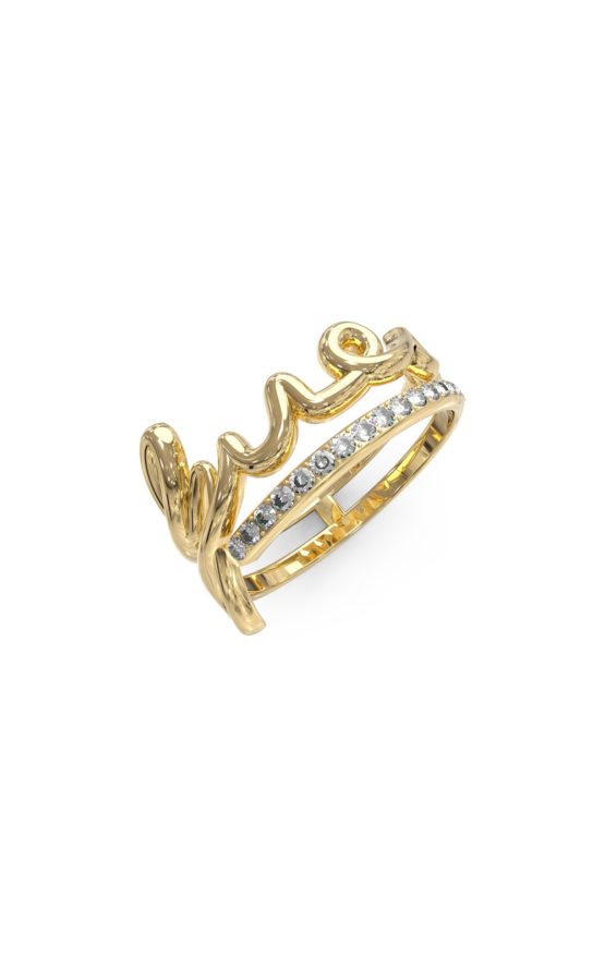 GUESS STEEL SAY MY NAME JUBR03315JWYG-No.54 Δίβερο Δαχτυλίδι Με Λογότυπο Και Πέτρες