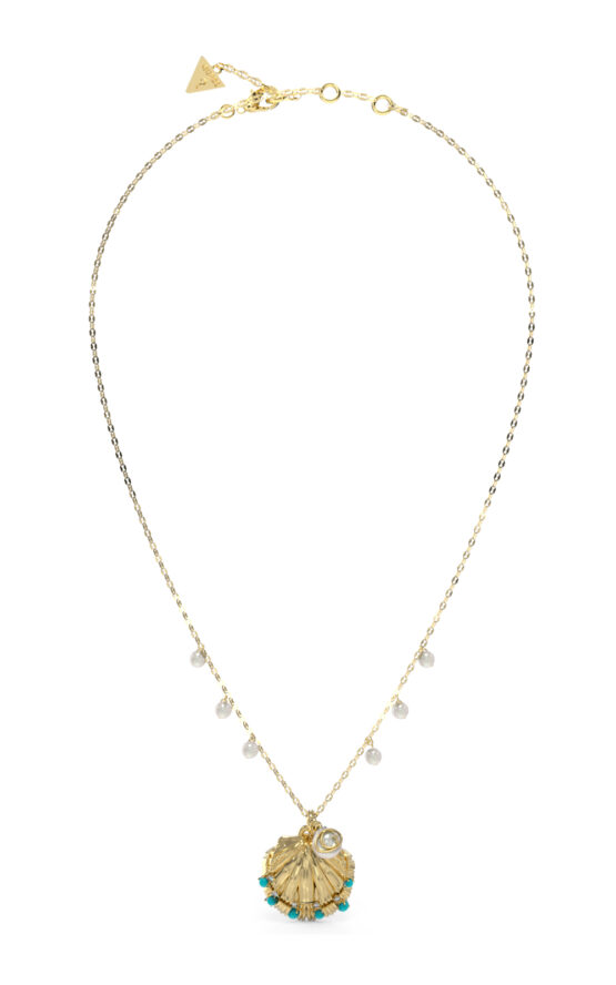 GUESS STEEL SEASHELL JUBN05132JWYGT/U Κολιέ Χρυσό Με Πέρλες Και Κοχύλι