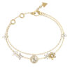 GUESS STEEL SECRET GARDEN JUBB06029JWYGL Βραχιόλι Χρυσό Με Διπλή Αλυσίδα Με Λουλούδια Και Λογότυπο