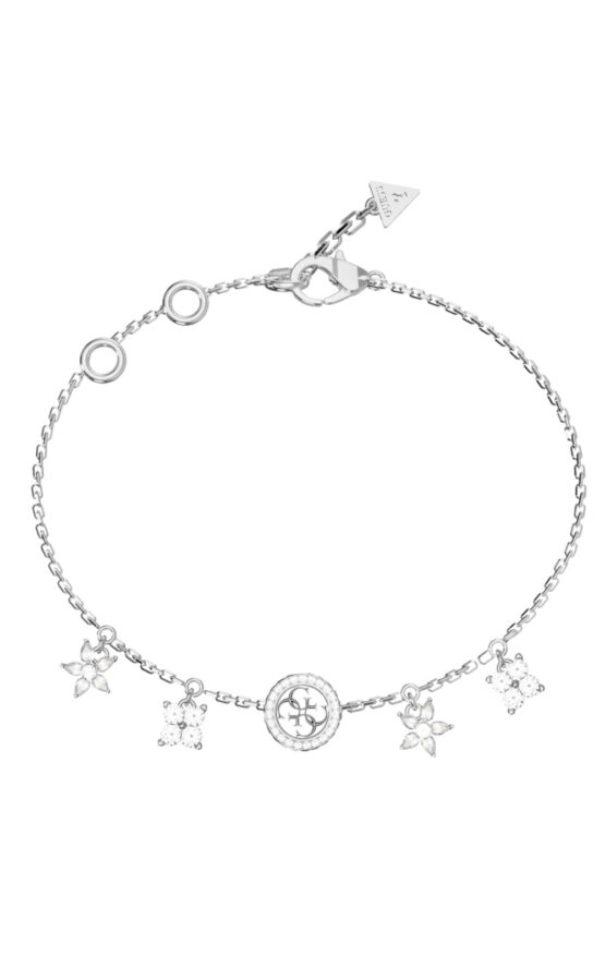 GUESS STEEL SECRET GARDEN JUBB06033JWRHL Βραχιόλι Ασημένιο Με Κρεμαστά Σχέδια Και Λογότυπο