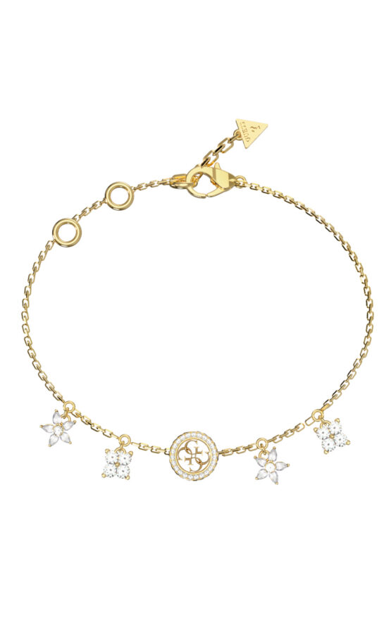 GUESS STEEL SECRET GARDEN JUBB06033JWYGL Βραχιόλι Χρυσό Με Κρεμαστά Σχέδια Και Λογότυπο