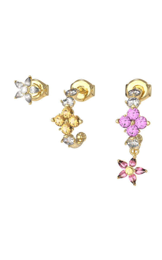 GUESS STEEL SECRET GARDEN JUBE06035JWYGMCT/U Σκουλαρίκια Χρυσά Με Πέτρες Σε Κουτάκι